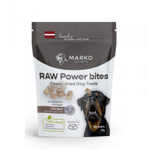 Marko Delights Raw Power Bites liofilizēti gardumi suņiem no liellopa sirds, aknām un kuņģa 50 g
